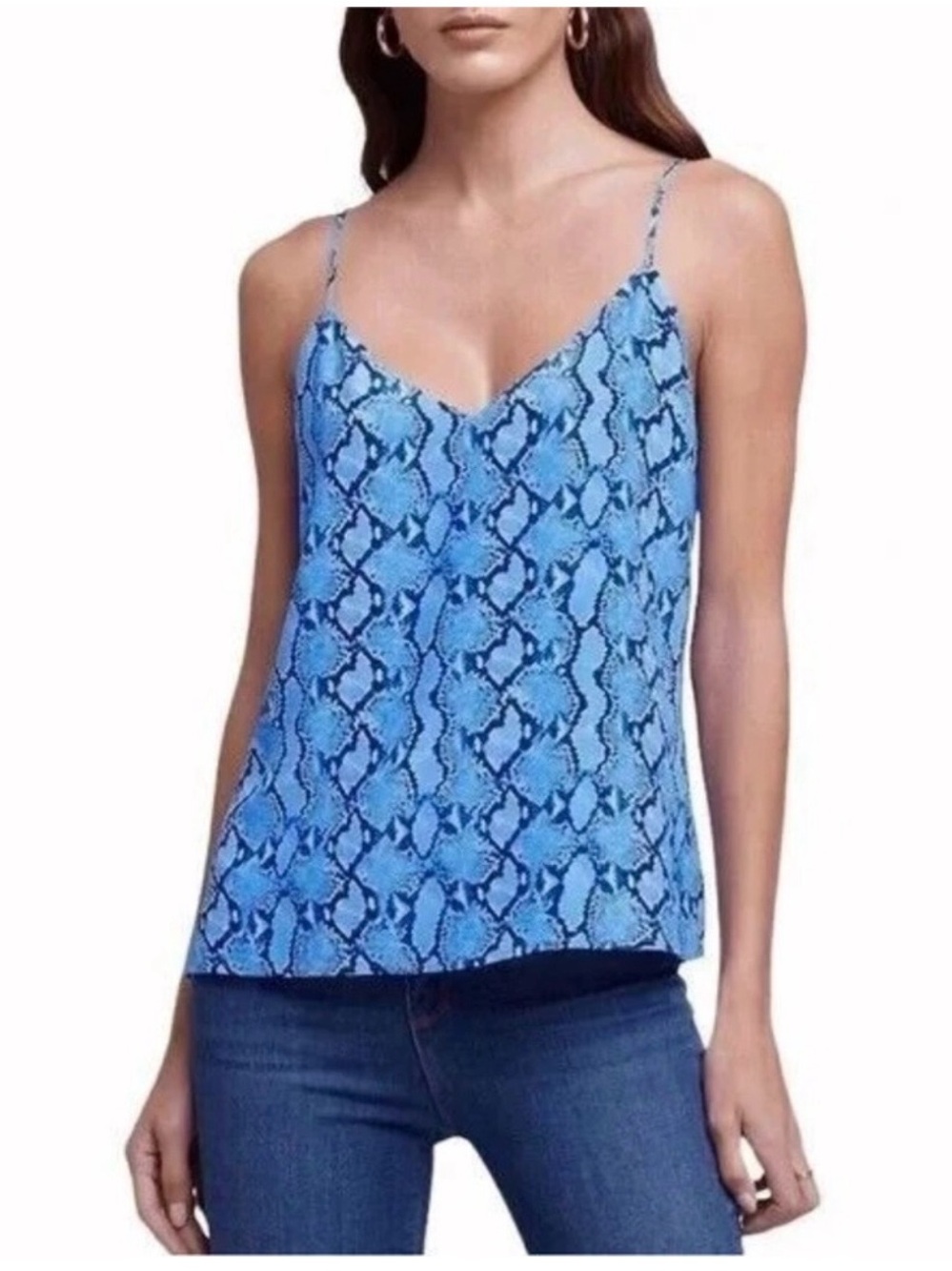 L'AGENCE Jane Paloma Snake Print Cami in Blue SMALL